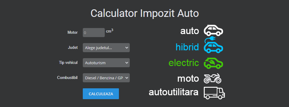 Impozit auto motor 3000 cmc hibrid in Bucuresti